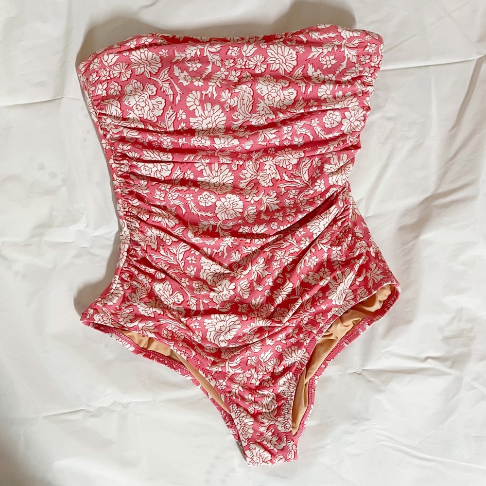 J. Crew x SZ Blockprints One Piece Ruched Swimsuit